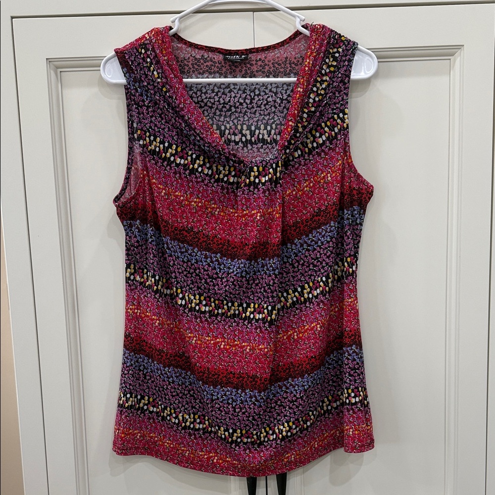 Allen B. By Allen Schwartz Multicolor Sleeveless Floral Print Tank Top Blouse L